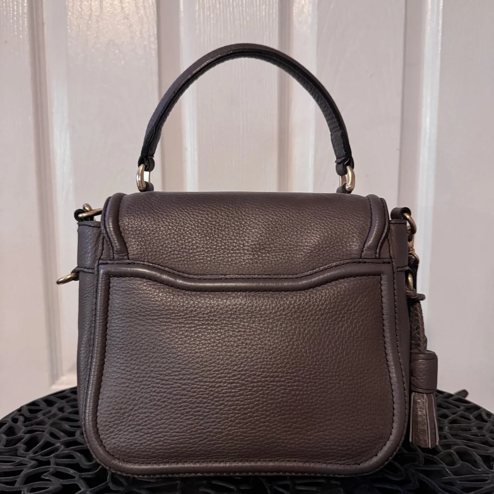 Paul Stuart Pebbled Leather Top Handle Mini Satchel – Espresso Brown - Picture 7 of 10